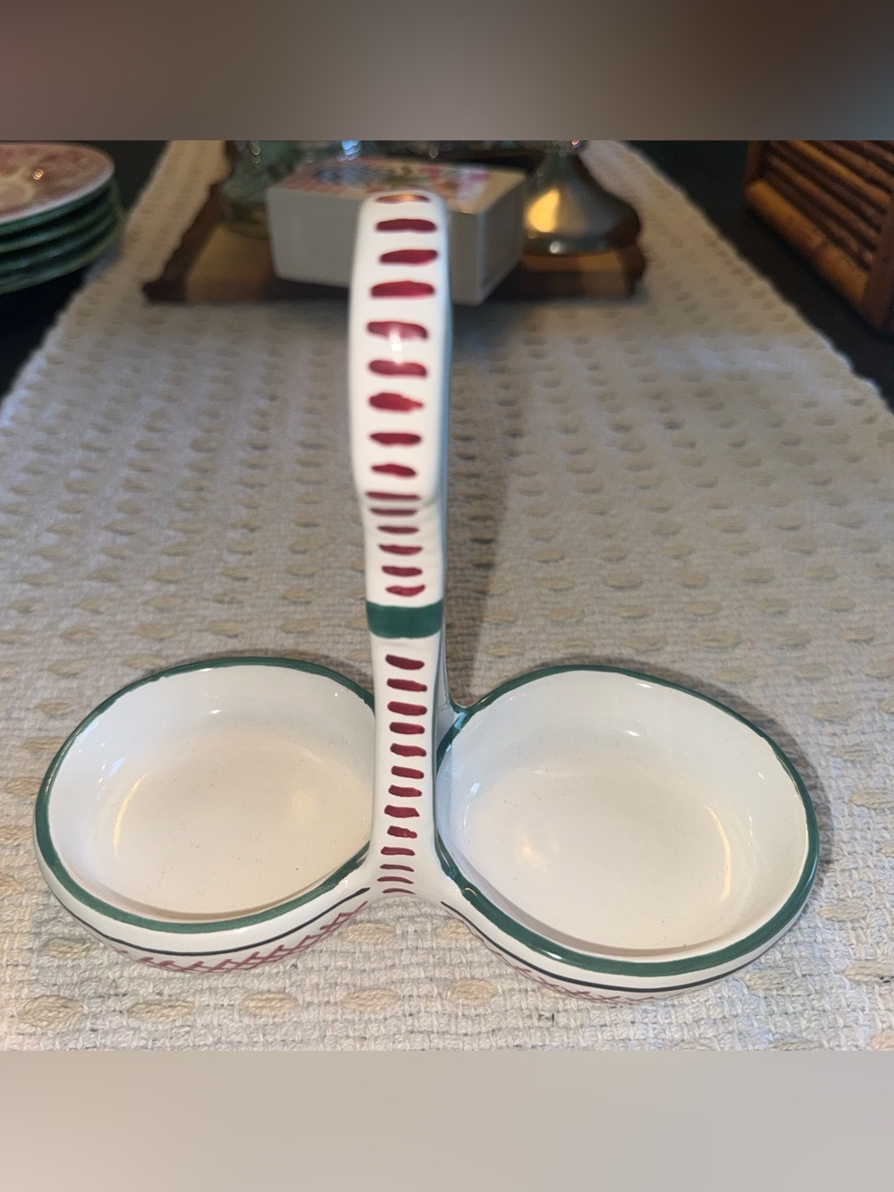 Vintage Sberna Deruta Italian Pottery Hand-Painted Condiment Caddy Tray